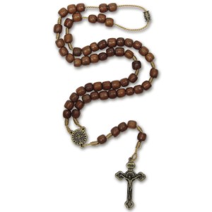 TE930010 - Terço São Bento Madeira Jatobá c/ Fecho - 39cm