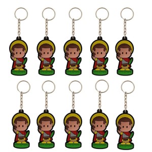 CH50408P10 - Chaveiro Santo Expedito Emborrachado C/ 10un.- 11X3cm