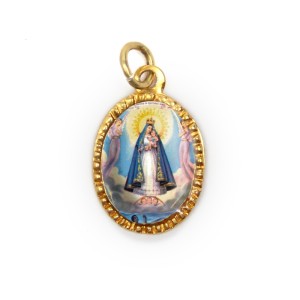 MD103014P10 - Medalha de Alumínio Oval Dourada c/ 10un. N. Sra. Da Caridade - 2x1,3cm