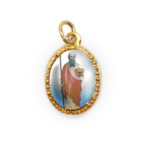 MD103251P10 - Medalha de Alumínio Oval Dourada c/ 10un. São Joaquim - 2X1,3cm