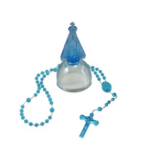 TE050651 - Cúpula N. Sra. Aparecida c/ Terço de Acrílico Azul - Cúpula 8x4cm Terço 31cm